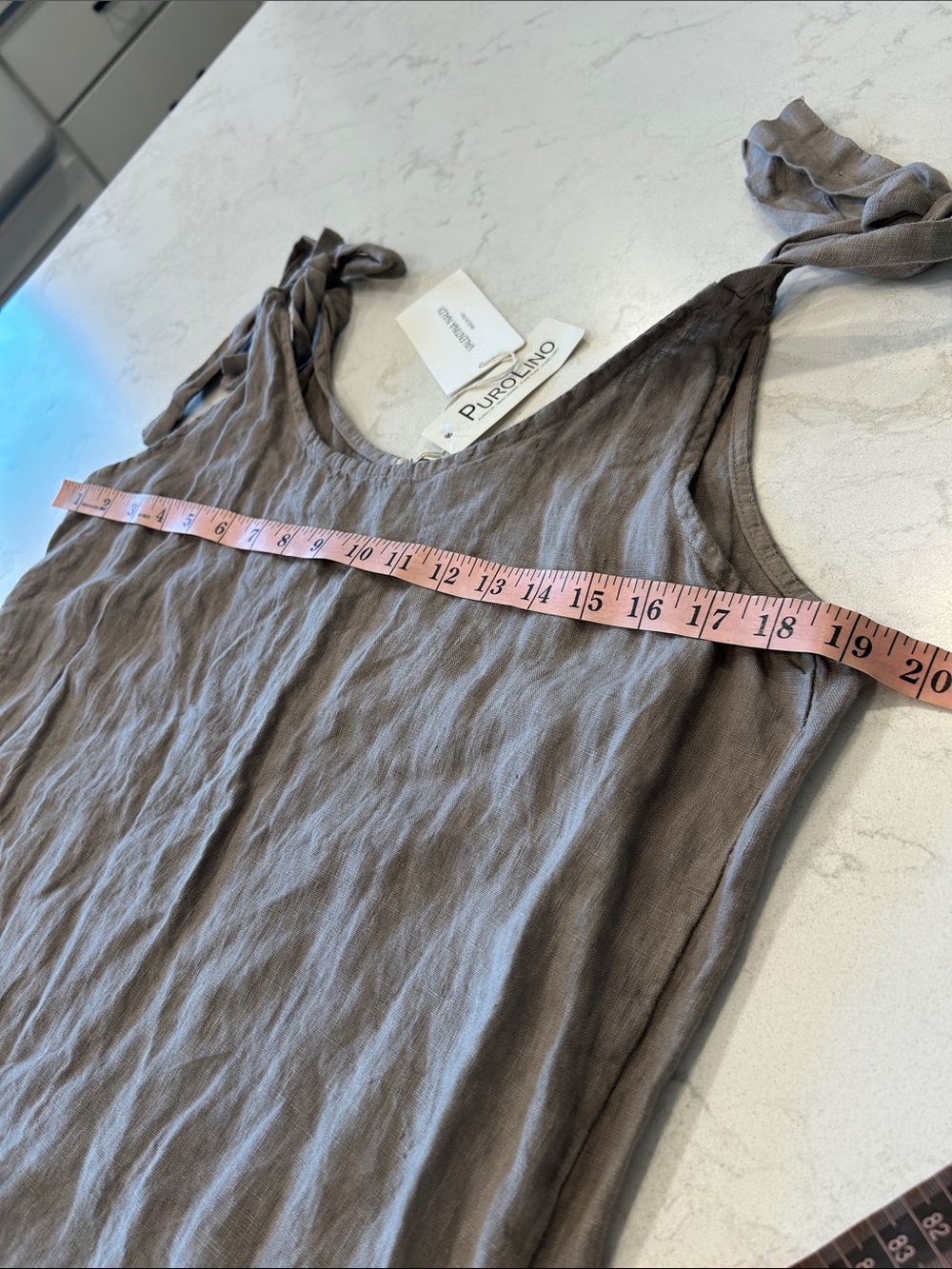 Valentina Naldi Made in Italy Natural Linen Tie Shoulder Midi Dress Casual S - Picture 9 of 13
